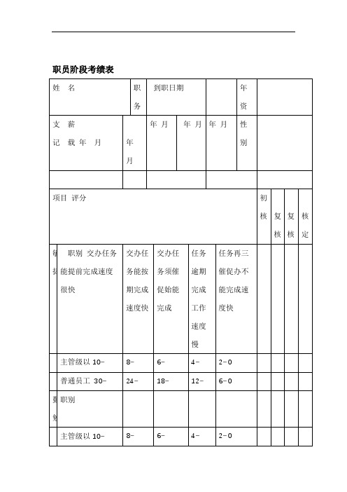 职员阶段考绩表