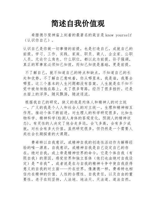 简述自我价值观