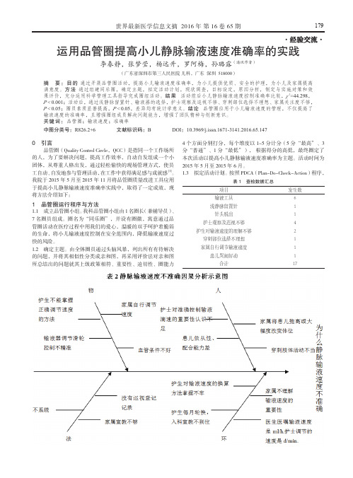 运用品管圈提高小儿静脉输液速度准确率的实践