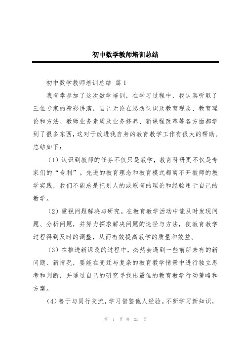 初中数学教师培训总结