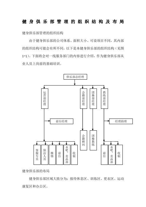 健身俱乐部管理的组织结构及布局