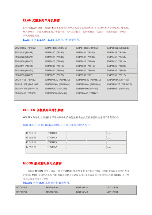 ELAN义隆系列单片机解密