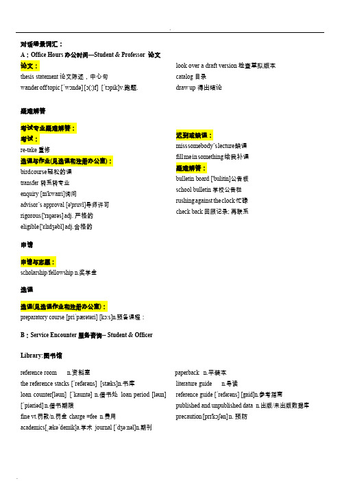 TPO听力按学科分类词汇