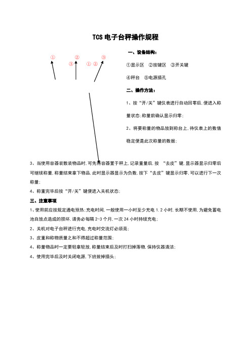 TCS电子台秤操作规程