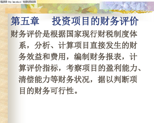 投资项目的财务评价与分析