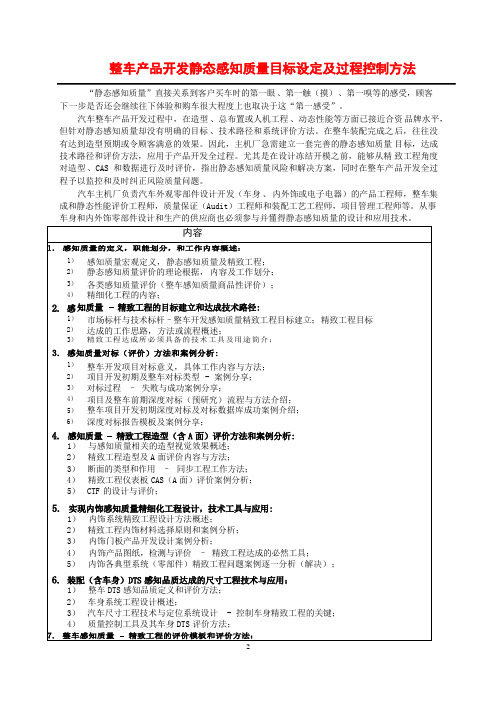 整车产品开发静态感知质量目标设定及过程控制方法