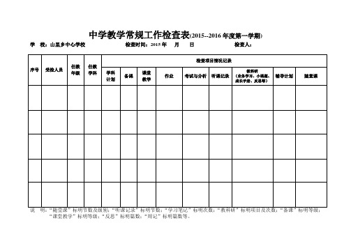 中学教学常规工作检查表