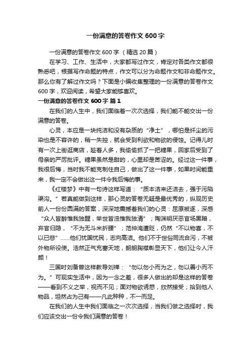 一份满意的答卷作文600字