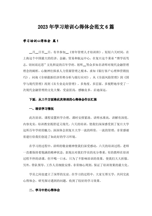 2023年学习培训心得体会范文6篇_3