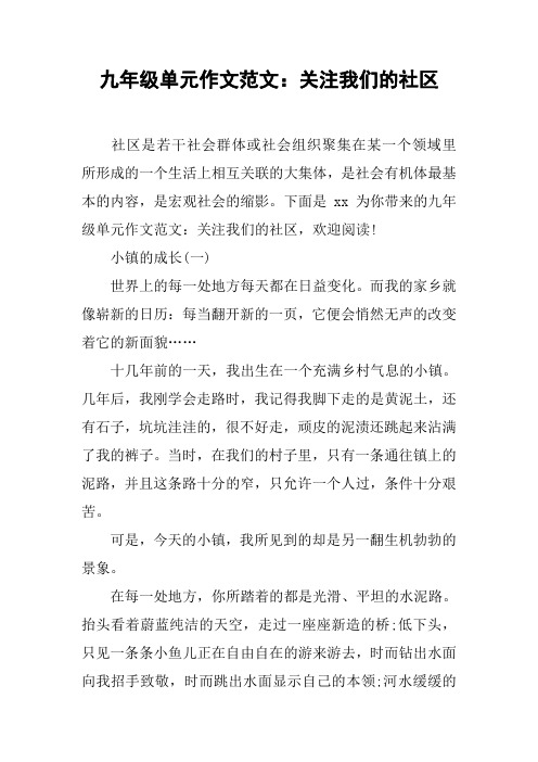 九年级单元作文范文：关注我们的社区