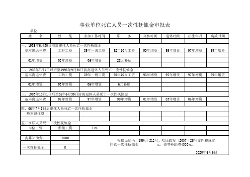 抚恤金审批表