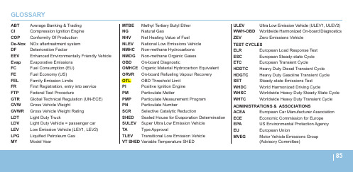 汽车排放法规相关术语&缩写