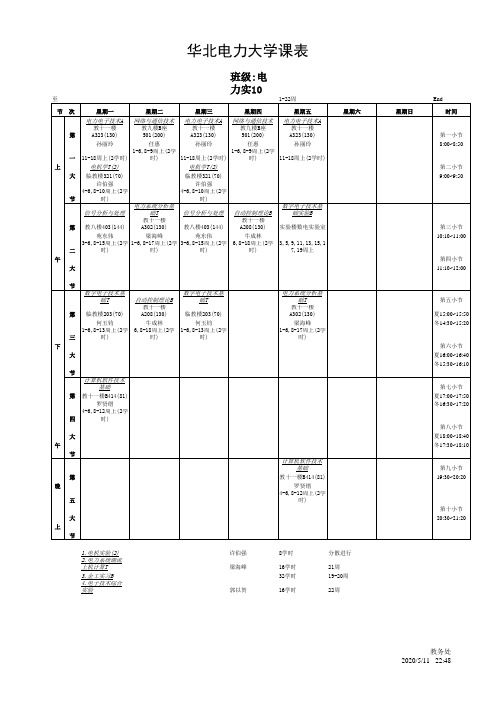 华北电力大学课程表