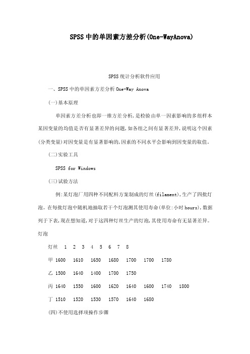 SPSS中的单因素方差分析（One-WayAnova）（可编辑）