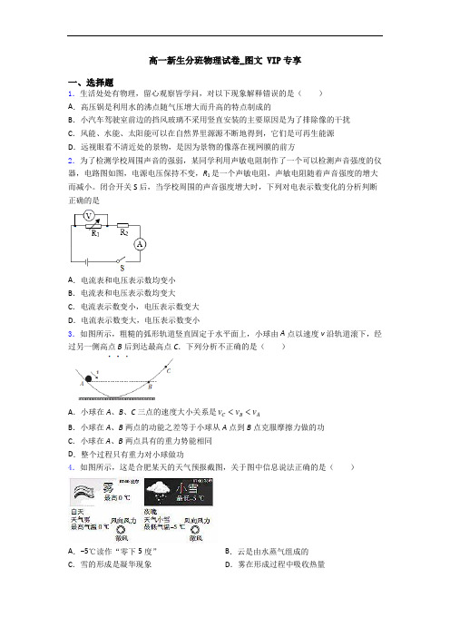 高一新生分班物理试卷_图文 VIP专享