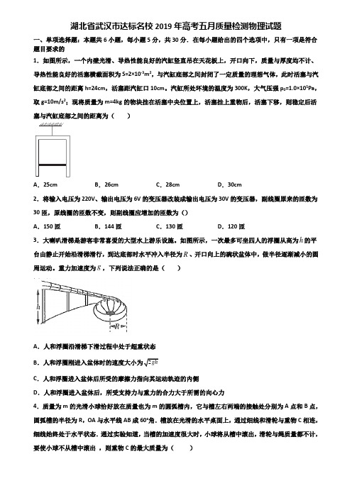 湖北省武汉市达标名校2019年高考五月质量检测物理试题含解析