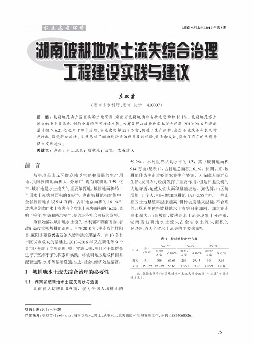 湖南坡耕地水土流失综合治理工程建设实践与建议