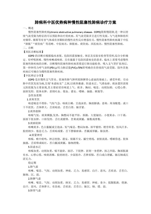 肺病科中医优势病种慢性阻塞性肺病诊疗方案