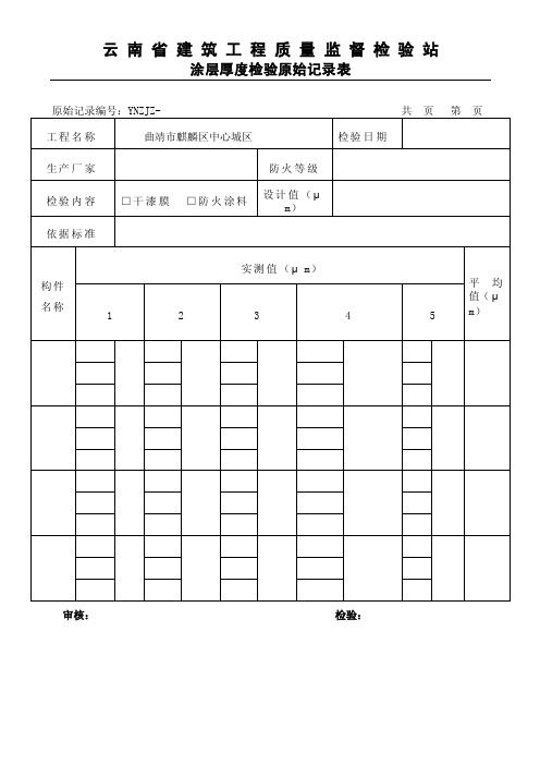 漆膜厚度原始记录表