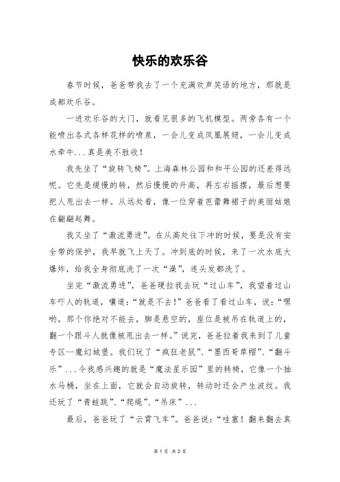 快乐的欢乐谷_五年级作文