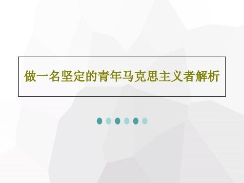 做一名坚定的青年马克思主义者解析27页PPT