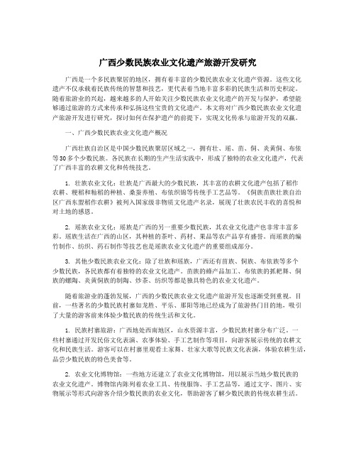 广西少数民族农业文化遗产旅游开发研究