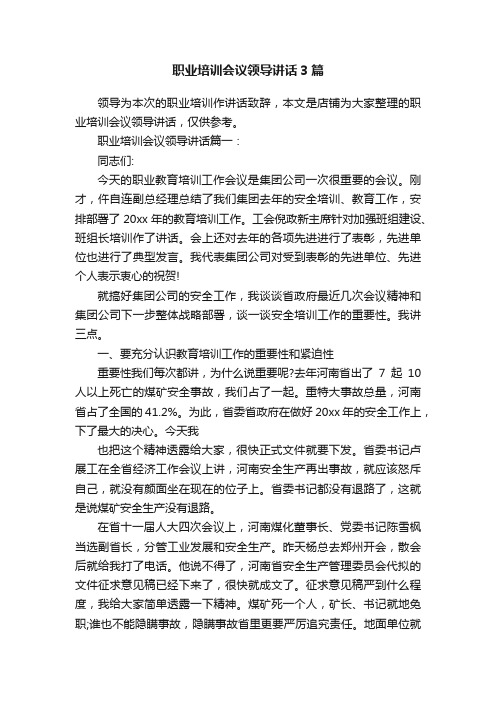 职业培训会议领导讲话3篇