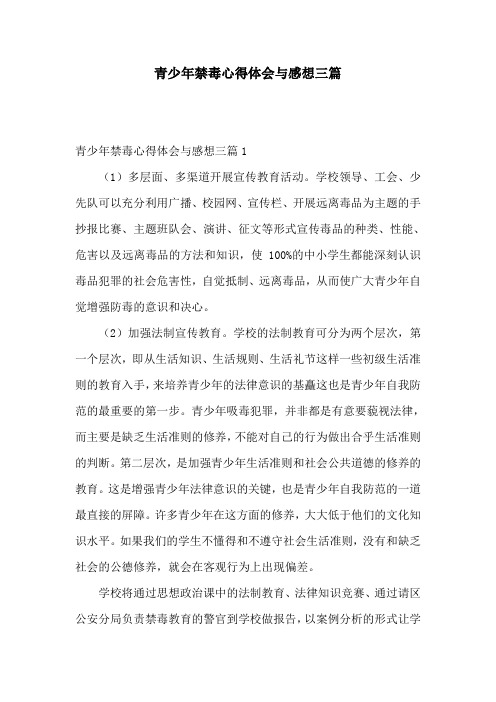 青少年禁毒心得体会与感想三篇