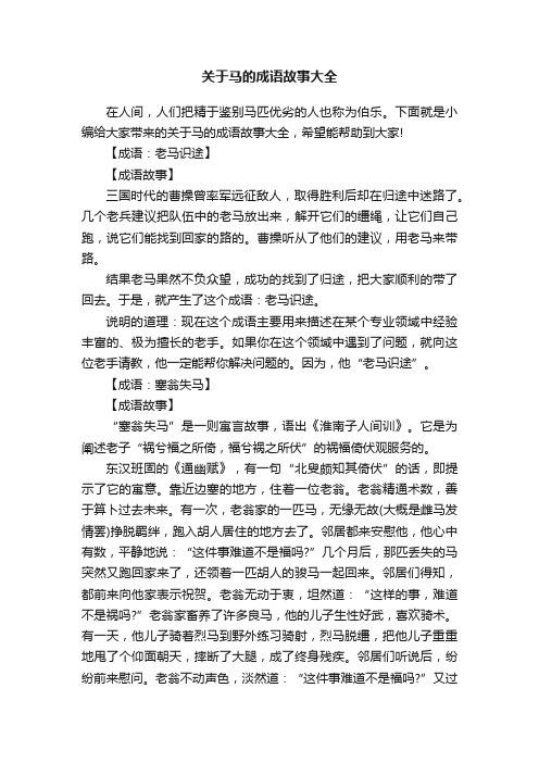 关于马的成语故事大全