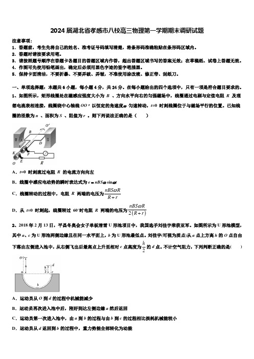 2024届湖北省孝感市八校高三物理第一学期期末调研试题含解析