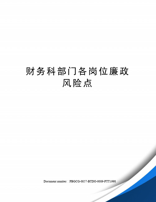 财务科部门各岗位廉政风险点