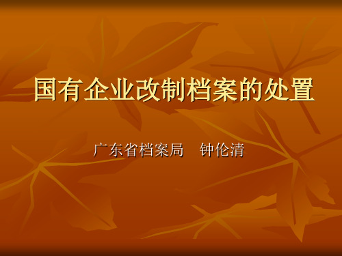 【VIP专享】国有企业改制档案的处置