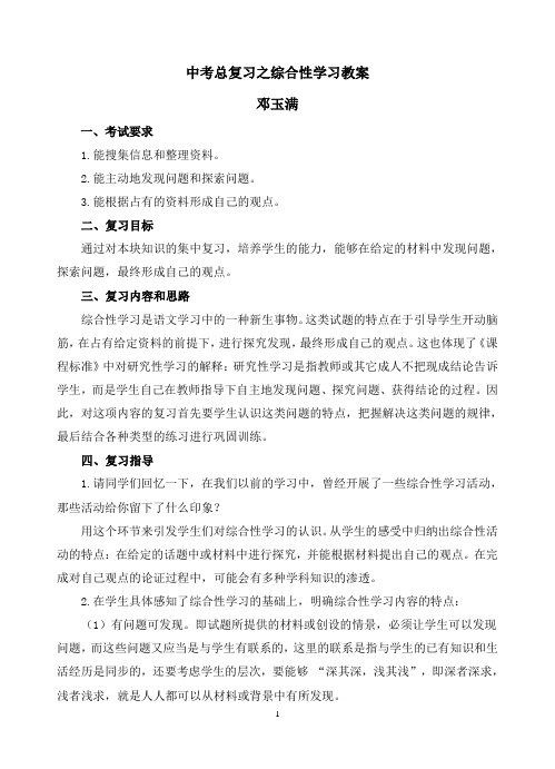 综合性学习复习教案