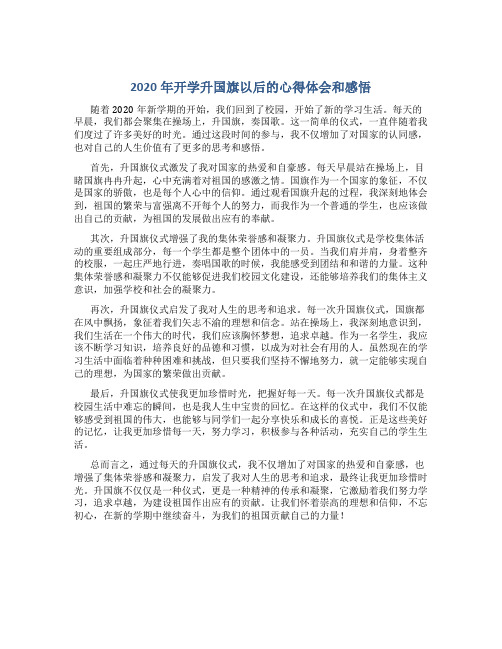 2020年开学升国旗以后的心得体会和感悟