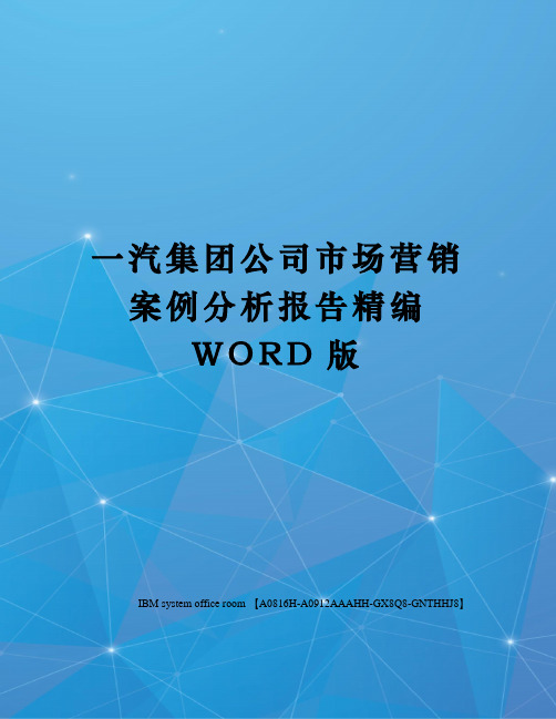 一汽集团公司市场营销案例分析报告定稿版