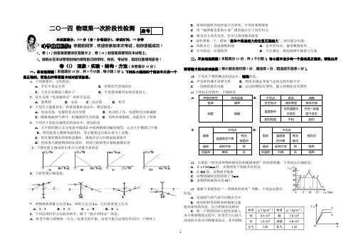 2014年物理模拟试题(含答案)