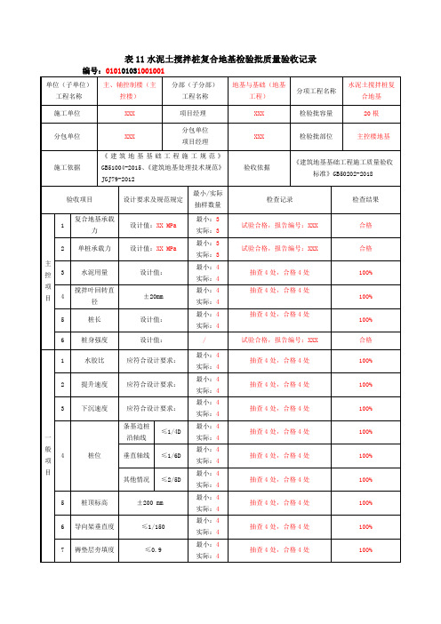 表11水泥土搅拌桩复合地基检验批质量验收记录