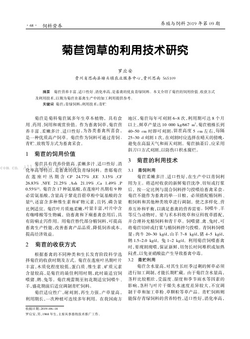 菊苣饲草的利用技术研究