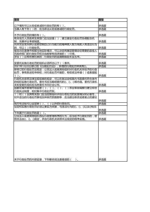 新《行政处罚法》题库及答案 - 多选题