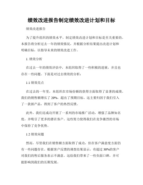 绩效改进报告制定绩效改进计划和目标