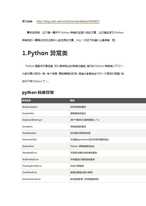 Python 错误和异常小结