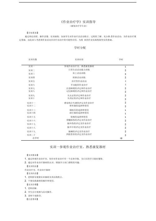 《作业治疗学》实训指导