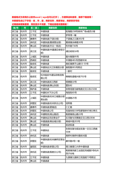 新版浙江省杭州市中通快递工商企业公司名录名单大全228家