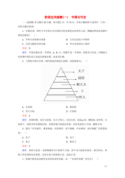 2024_2025学年新教材高中历史阶段过关检测一新人教版必修中外历史纲要上