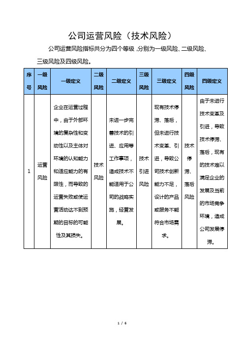 公司运营风险(技术风险)