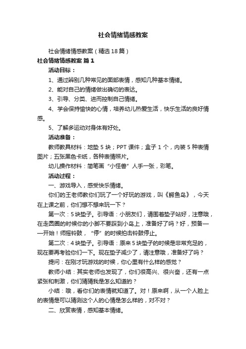 社会情绪情感教案