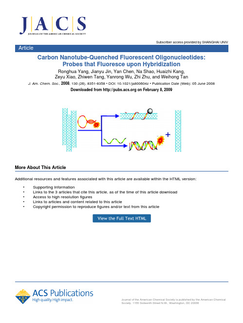 Carbon Nanotube-Quenched Fluorescent Oligonucleotides