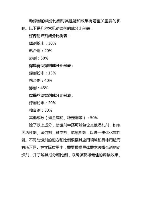 助焊剂成分比例表