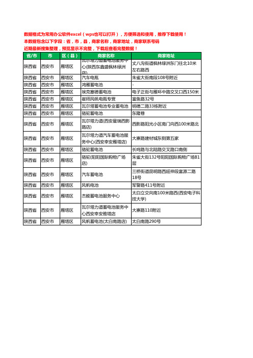 2020新版陕西省西安市雁塔区蓄电池工商企业公司商家名录名单黄页联系电话号码地址大全16家