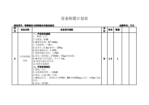 设备购置计划表